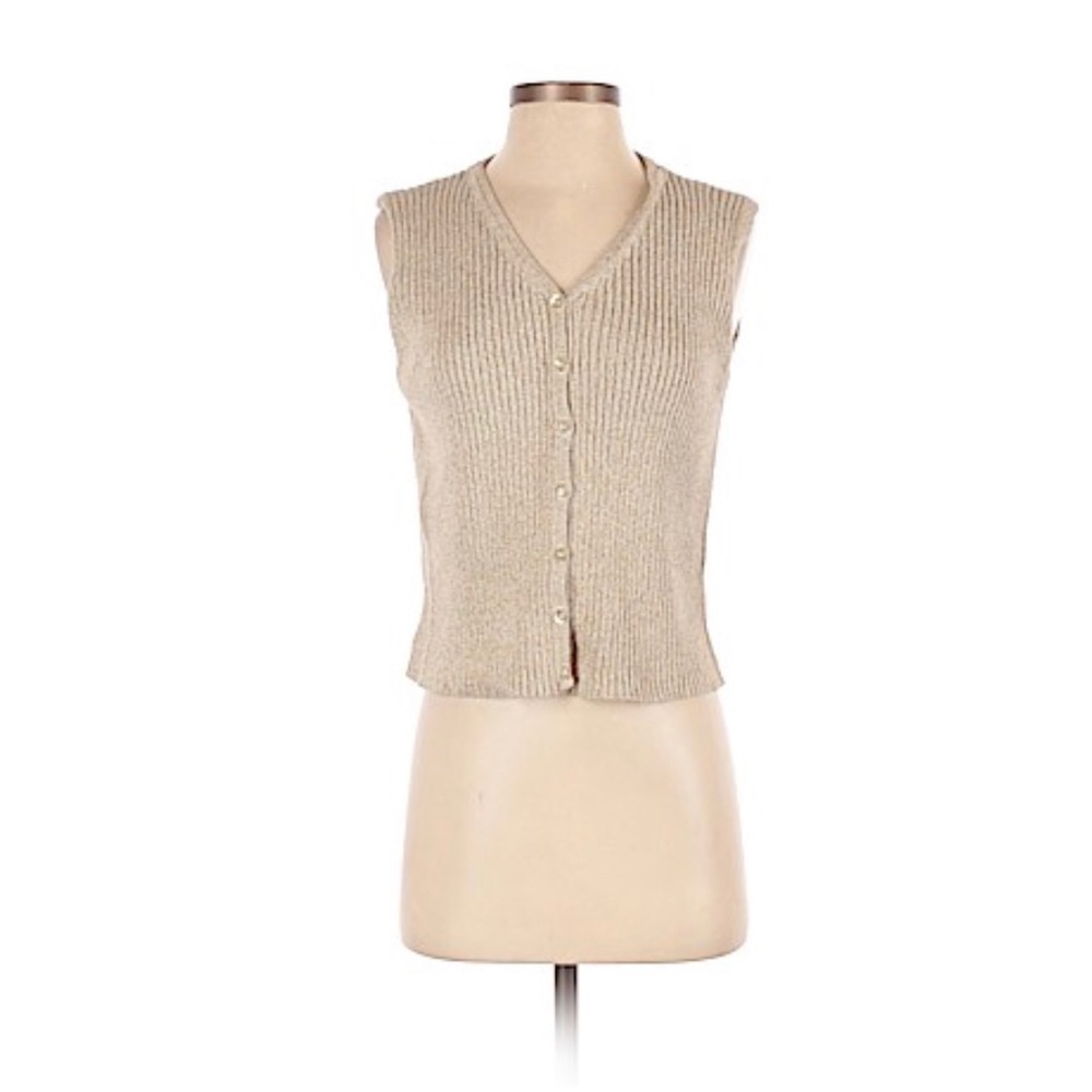 Liz Claiborne Oatmeal Knit Sweater Vest Petite